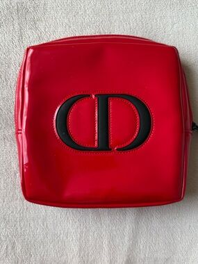 Dior Red Patent Pouch with Black CD Monogram